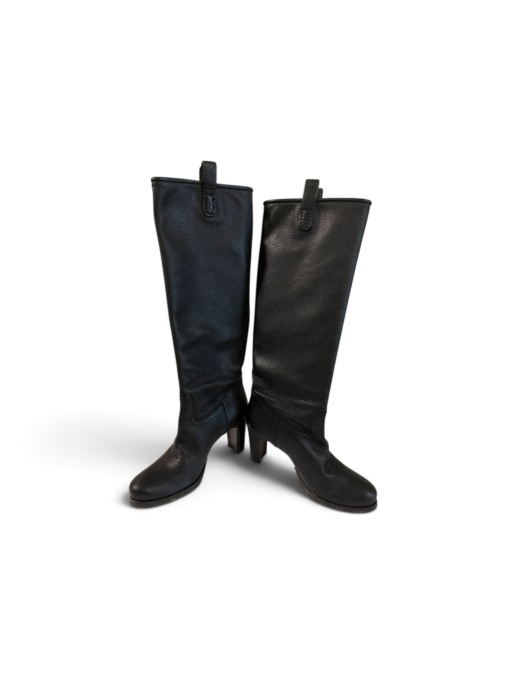 Roberto Del Carlo Black Leather Knee-High Heeled Boots